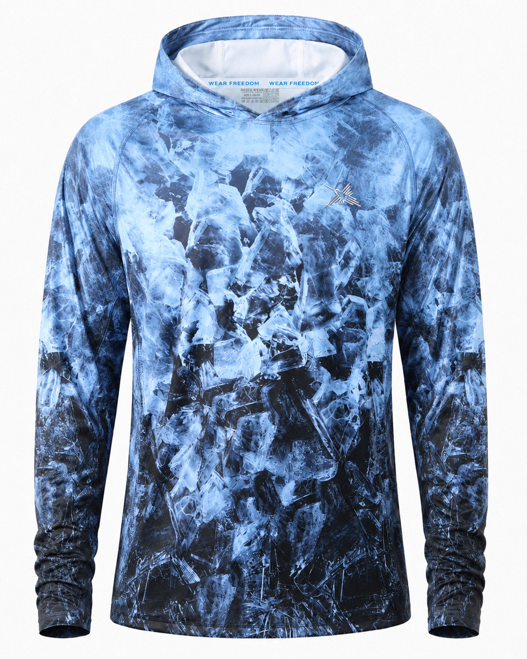 Blue Arctic Camo UPF 50+ Performance Hoodie front view