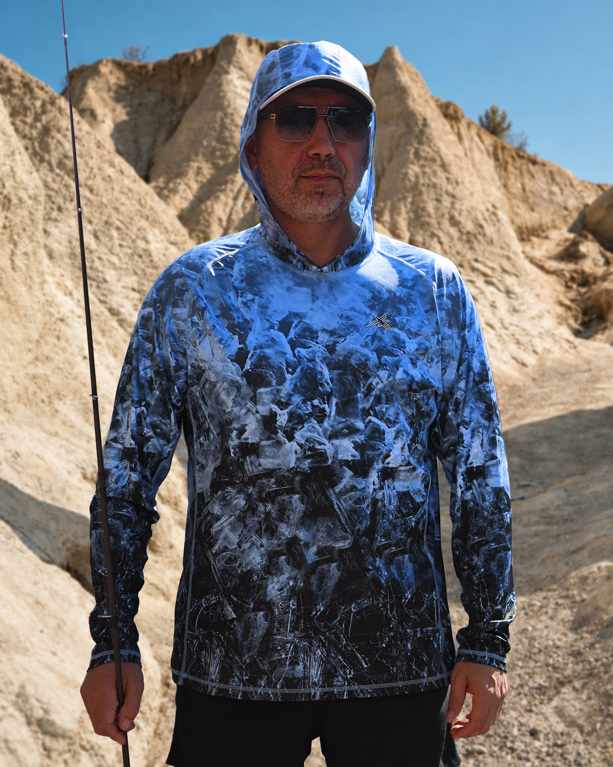 Men’s Blue Arctic Camo UPF 50+ Performance Sun Hoodie