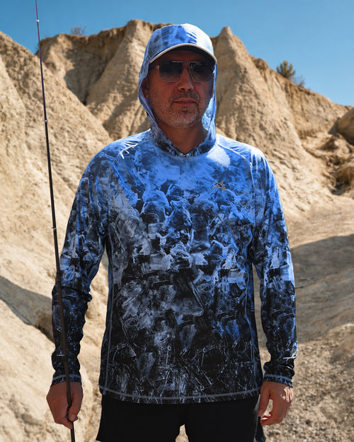 Men’s Blue Arctic Camo UPF 50+ Performance Sun Hoodie