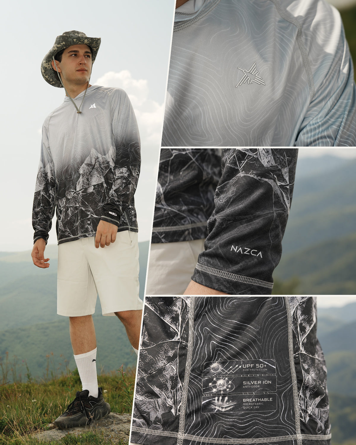 Men’s Fjord Shadow Camo UPF 50+ Performance Sun Hoodie
