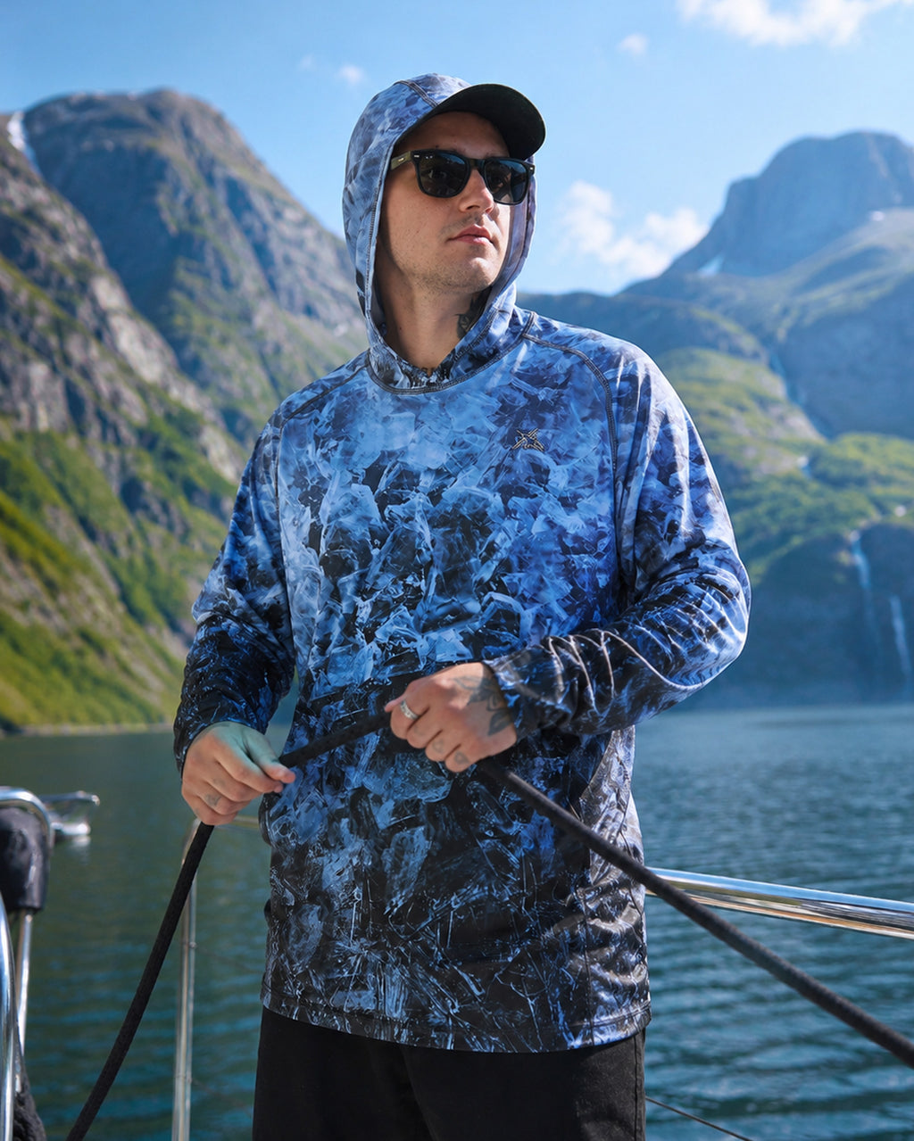 Blue Arctic Camo UPF 50+ Performance Hoodie