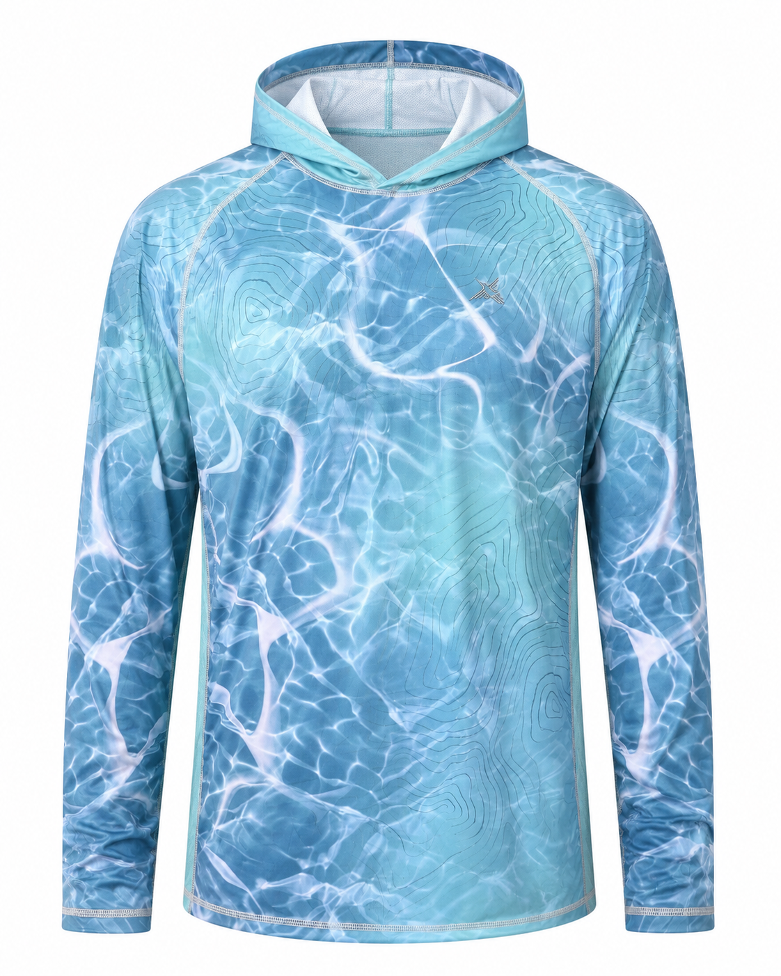 Ocean Topo Camo UPF 50+ Performance Hoodie