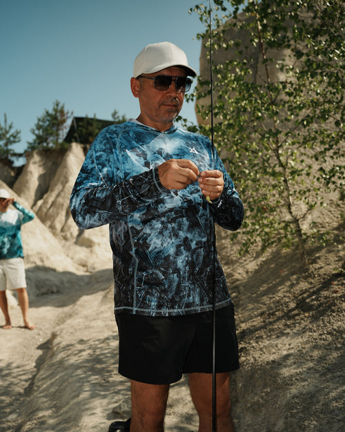 Men’s Blue Arctic Camo UPF 50+ Performance Sun Hoodie