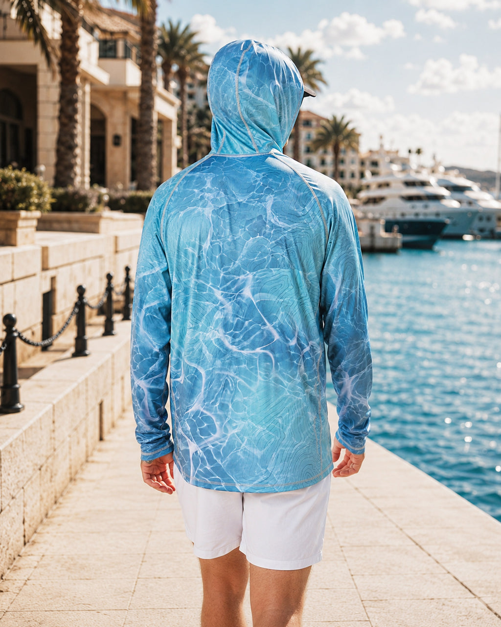 Ocean Topo Camo UPF 50+ Performance Hoodie