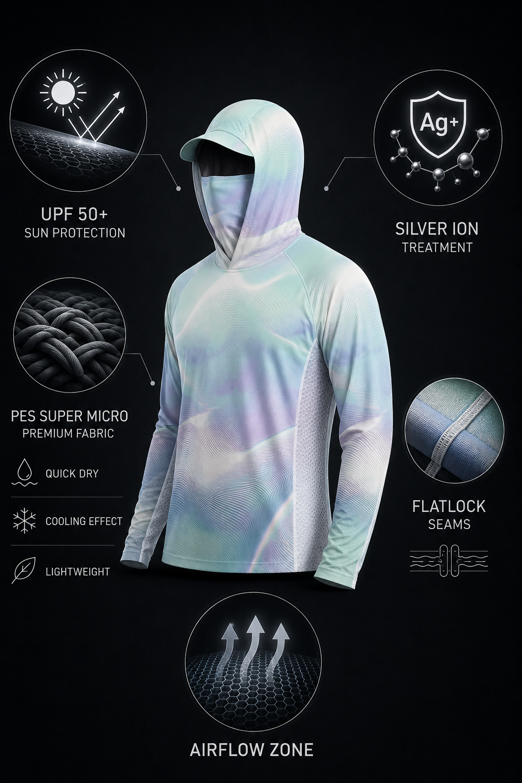 Ocean Pearl Сamo UPF 50+ Performance Hoodie