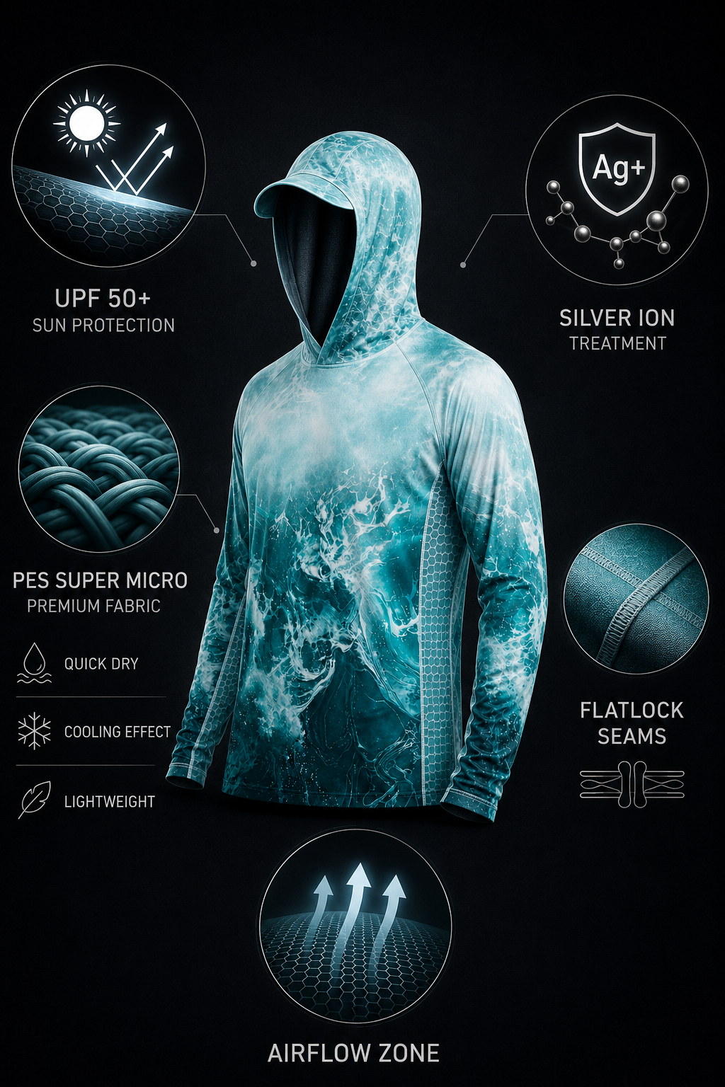 Storm Wave Camo UPF 50+ Performance Hoodie