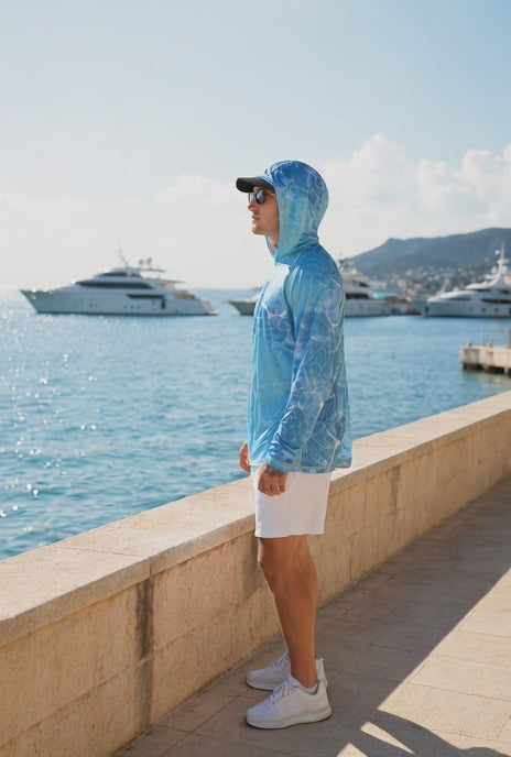 Ocean Topo Camo UPF 50+ Performance Hoodie